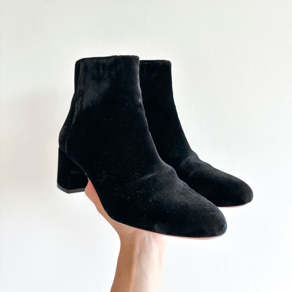 Aquazzura Firenze Velvet Ankle Booties Black 38.5